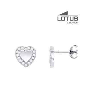 LOTUS SILVER HEART EARRINGS
